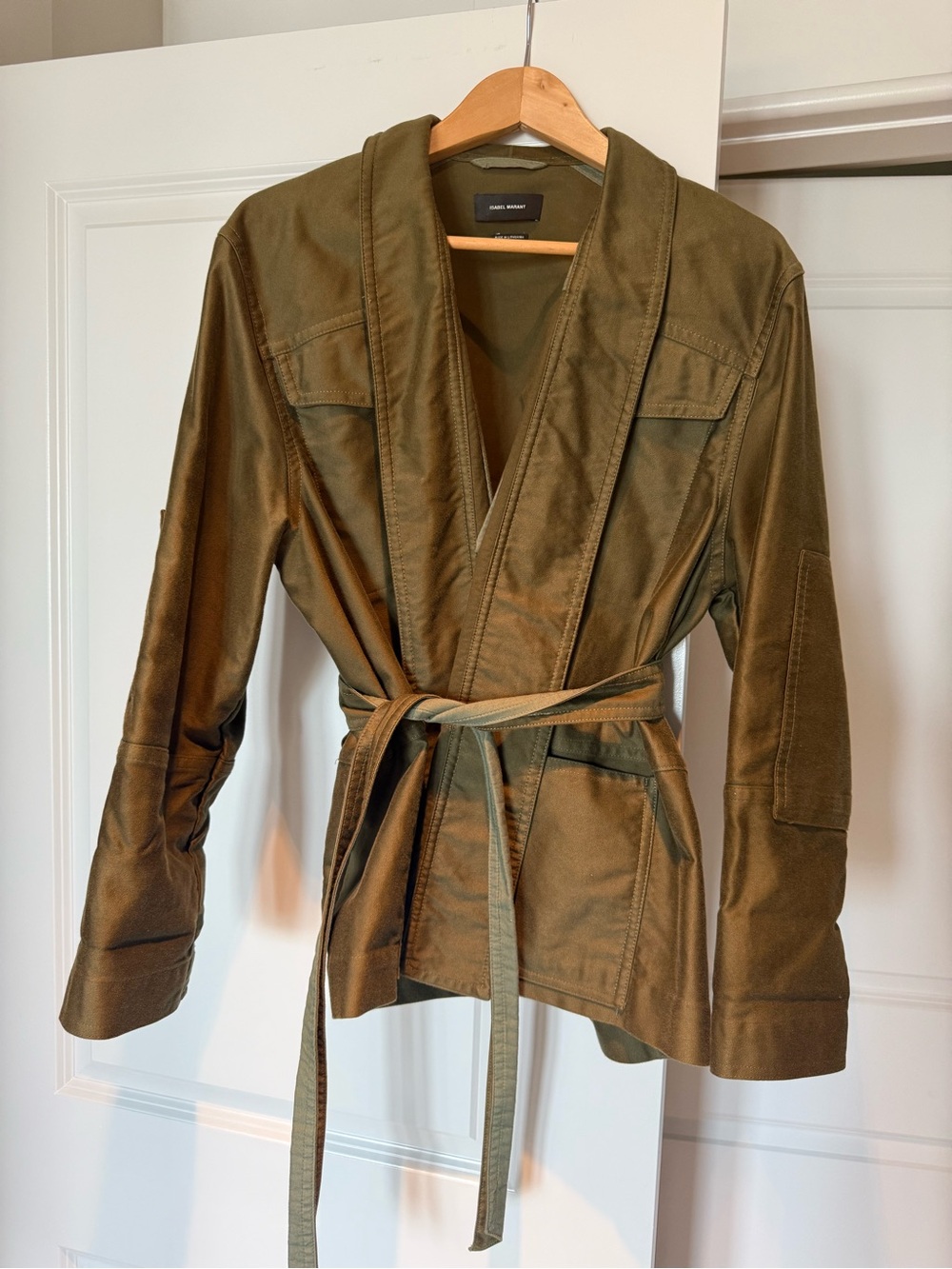 Isabel Marant Olive Utility Wrap Jacket with Belt